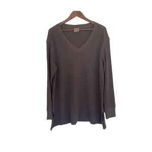 Pact Organic Cotton Waffle Knit Thermal V-Neck Tunic Top Charcoal Grey XL‎ Mens